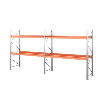 Два паллетных стеллажа в линию 2500х2700х1100 мм. Ярусы: пол+2