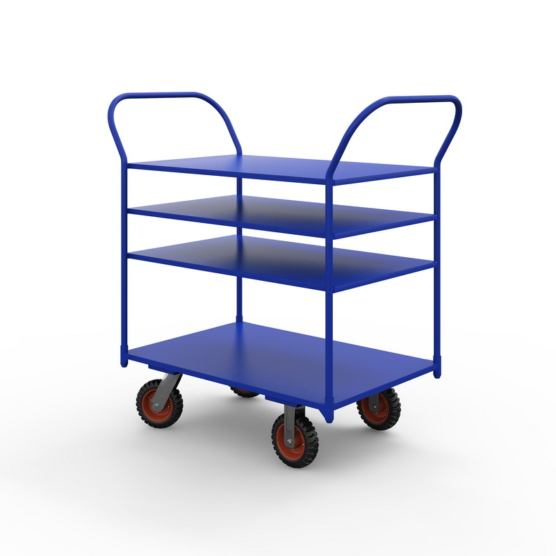 Тележка платформенная трехъярусная ТЯ 5 (1200x700 мм, колеса черная резина 160 мм)