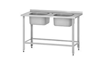 Ванна моечная цельнотянутая ВМЦб - 1200x700 Base, 2 м/о 400x500x250, борт, отв. д/смесит.