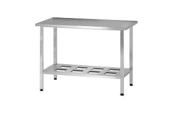 Стол производственный СПРн - 600x600x860 Norma Inox (полка-решетка, ножка профильная, тр. 40x40)