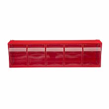 Короб откидной F-600-5, 600х135х164мм, 5 ячеек, красный, прозрачный