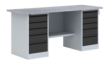 Верстак двухтумбовый (с двумя драйверами) - ВП 6/1.6 (Графит)