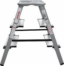 Стремянка двухсторонняя стальная с алюминиевыми ступенями 130 мм и площадкой 350х260 мм NV1147.3