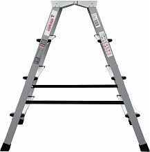 Стремянка двухсторонняя стальная с алюминиевыми ступенями и площадкой 350х260 мм NV2140.2