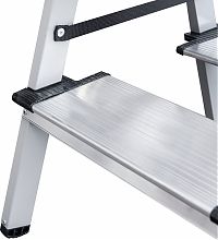 Стремянка двухсторонняя стальная с алюминиевыми ступенями 130 мм и площадкой 350х260 мм NV1147.6